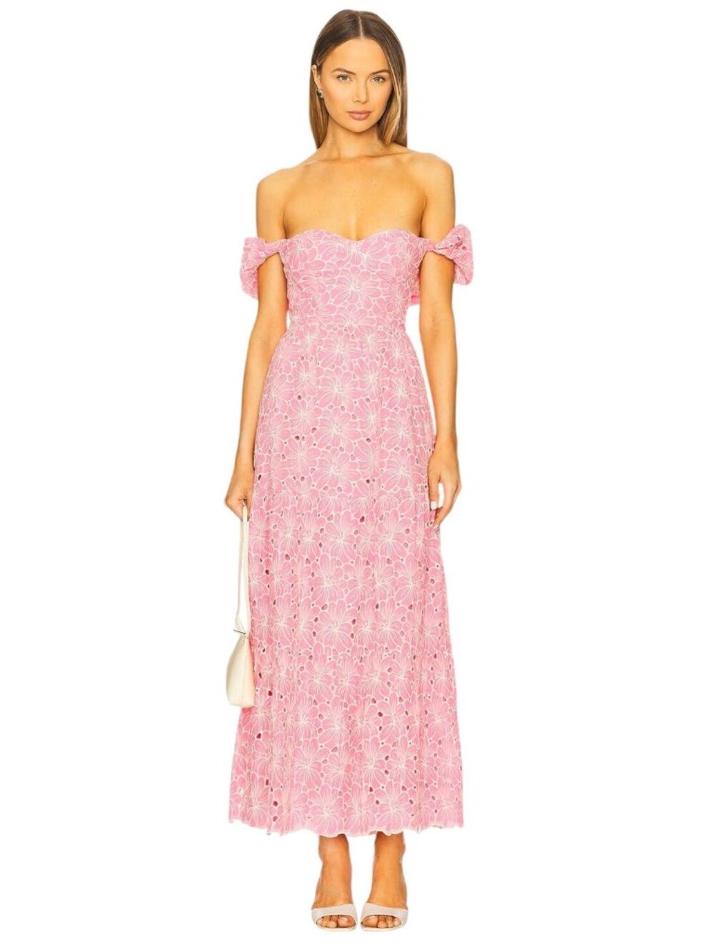 Line & Dot Tasia Maxi Dress in Pink New Womens Long Eyelet Gown